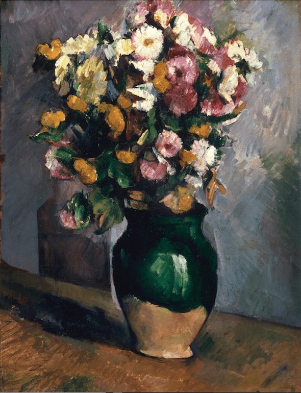 Paul Cézanne-Nature morte aux fleurs dans un pot d’olives-Fleurs- 