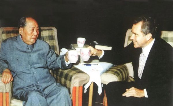 President Richard Nixon meets Chinese Chairman Mao Zedong